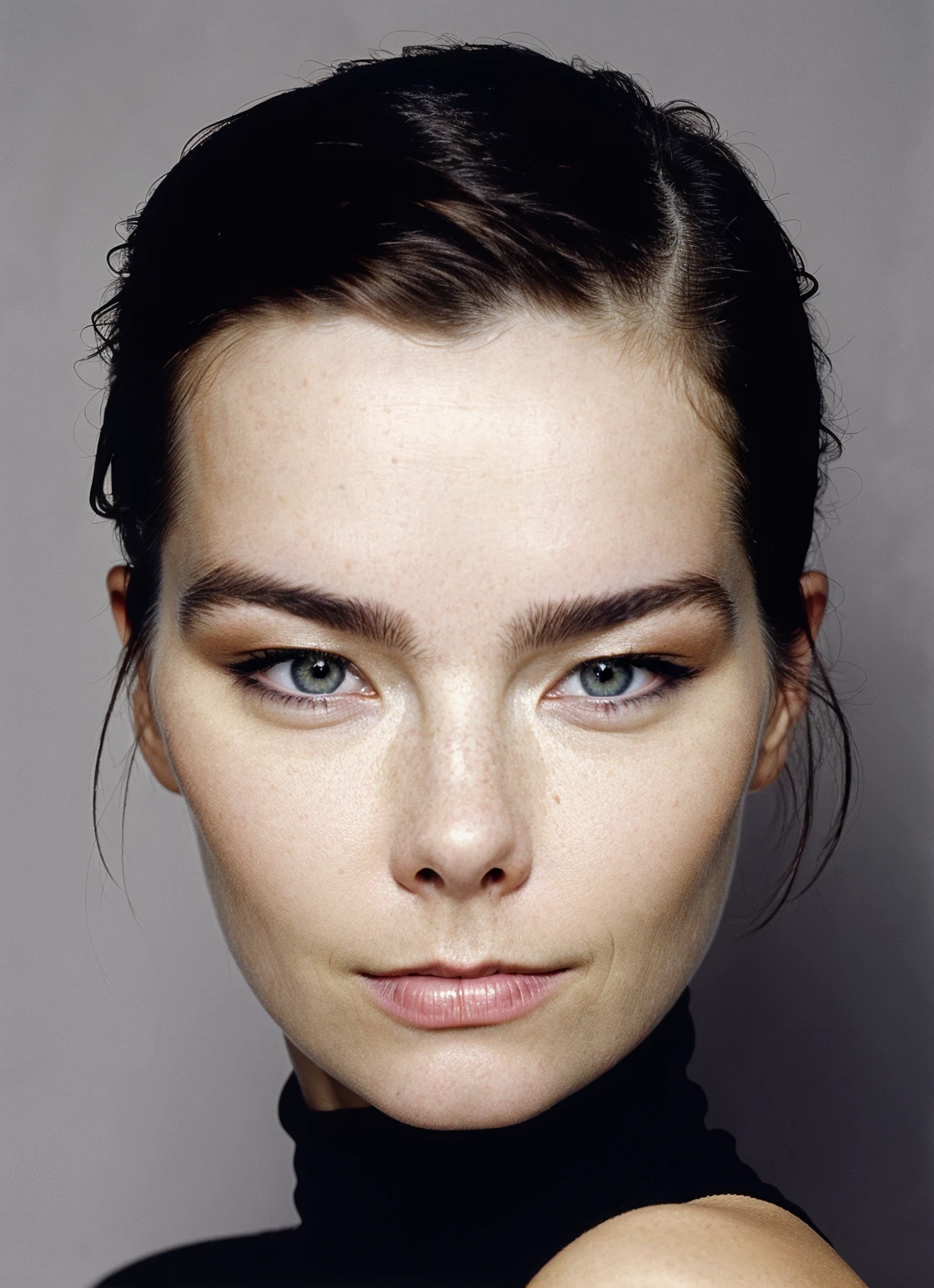 A stunning intricate full color portrait of (sks woman:1), wearing a black turtleneck, epic character composition, sharp focus, natural lighting, f2, 35mm, film grain,
 Smirk, machine face, fine details, realistic shaded, intricate, elegant,
<lora:locon_perfecteyes_v1_from_v1_64_32:0.2> perfecteyes,
(metart), best quality, ultra high res, 8K, raw,
(highly detailed skin:1.2),, <lora:locon_bjork_v1_from_v1_64_32:0.7> <lora:lora-small-bjork-v1:0.65>