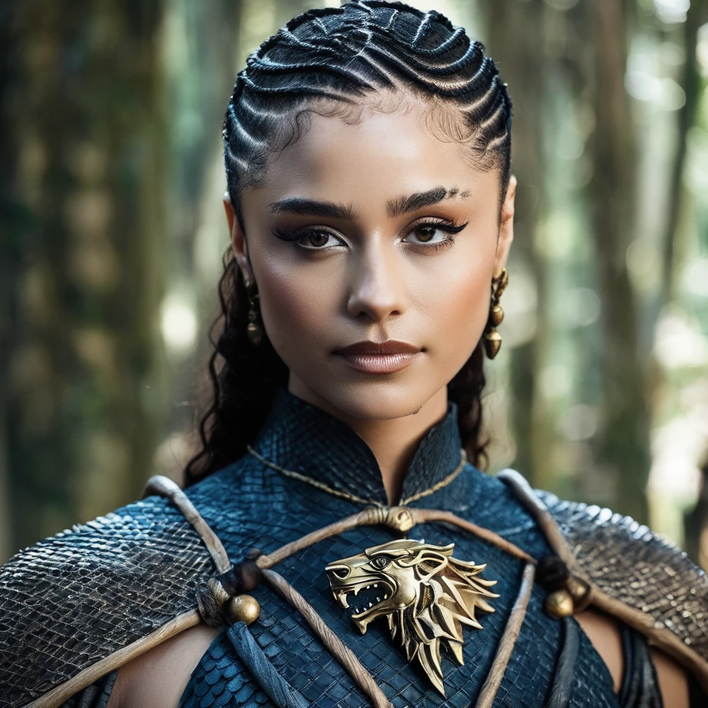 Skin texture, Closeup portrait photo of a stunning young woman dressed as a highborn noble from game of thrones,f /2.8, Canon, 85mm,cinematic, high quality, looking at the camera, , tyxla, <lora:tyla_juggerX_xl_1_st_wocap-tyxla-000086:1>