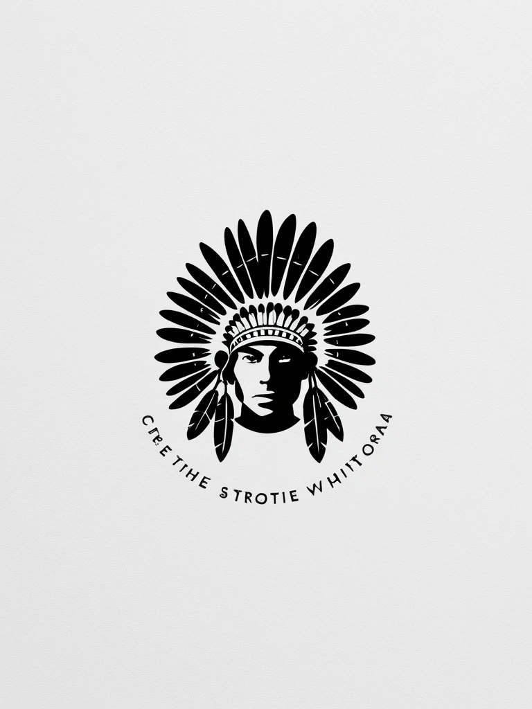 Crete a logo for a Native American high end fashion company. Minimal logo in black and white,