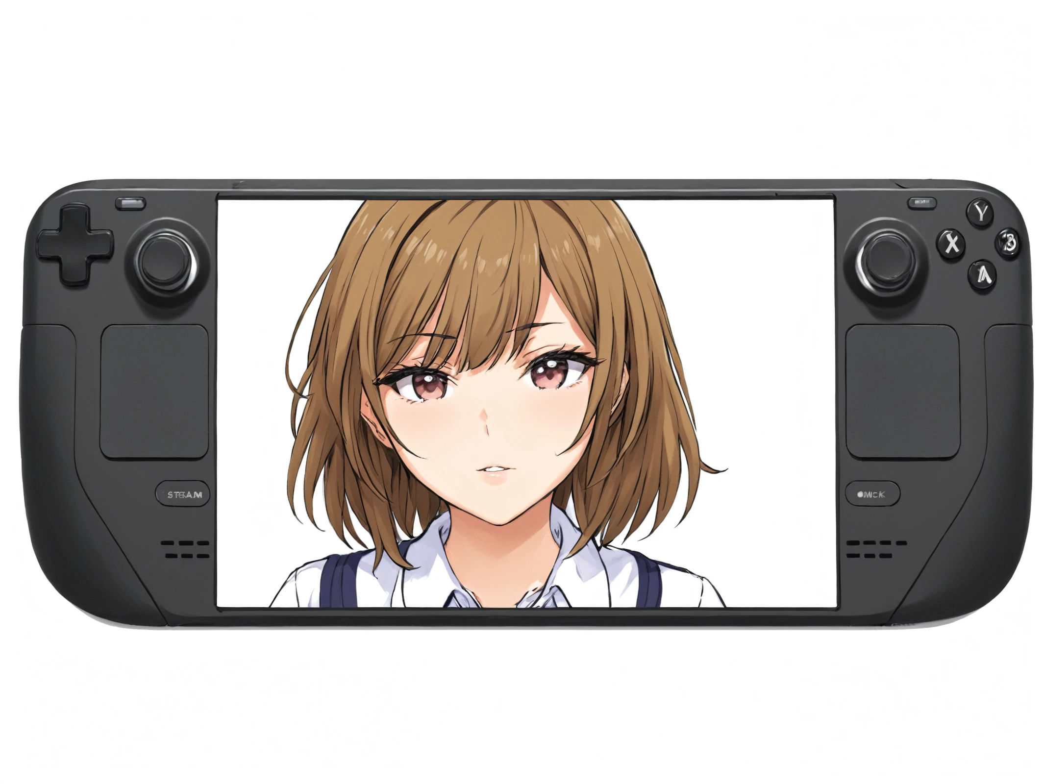 masterpiece, best quality,
 <lora:steamdeck.sdxl.v2:0.55> steamdeck, (fontalsteam ), white steambackground
[:
1girl,solo,school uniform, white shirt, collared shirt, 
 <lora:kindred_spirits_sdxl-000005:0.9> kd_vnstyle
:0.1]
