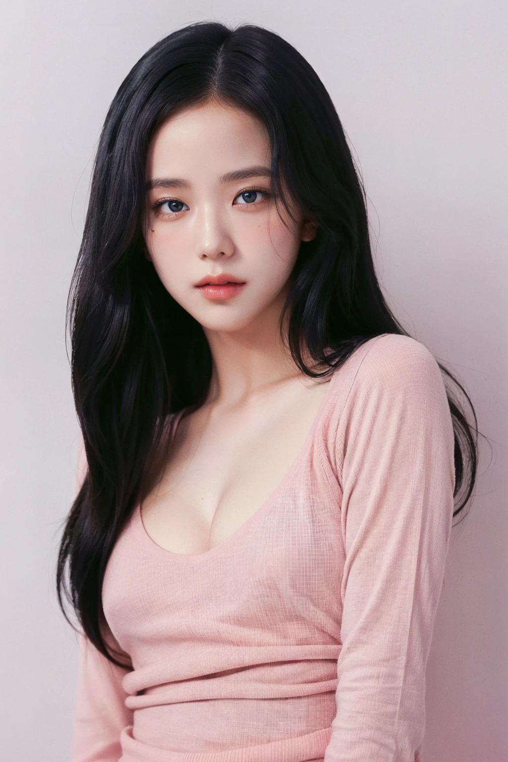 Night Pool、Sleep on the floor、The bikini、((Long black hair1.4))、(masterpiece、top-quality)、crisp image、kawaii、a picture、(Colossal tits:1.2)、((20 year old woman:1.2))、Young adorable Japan face、dewy skin、8k
