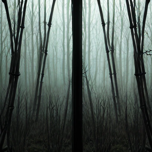 stained glass, from behind, antlers, cross, abstract, bamboo, bare tree, horns