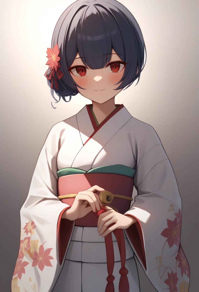 score_9,score_8_up,score_7_up,<lora:morino_rinze_pony:1>,japanese_clothes, object_request, dot_nose, red_ribbon, light_smile, light_blush, highres, gradient_background, breasts, wide_sleeves, floral_print, sash, solo, white_background, kimono, miko, small_breasts, standing, white_kimono, ribbon_trim, floral_print_kimono, red_sash, ribbon, ribbon-trimmed_sleeves, closed_mouth, cowboy_shot, holding, morino_rinze, looking_at_viewer, 1girl