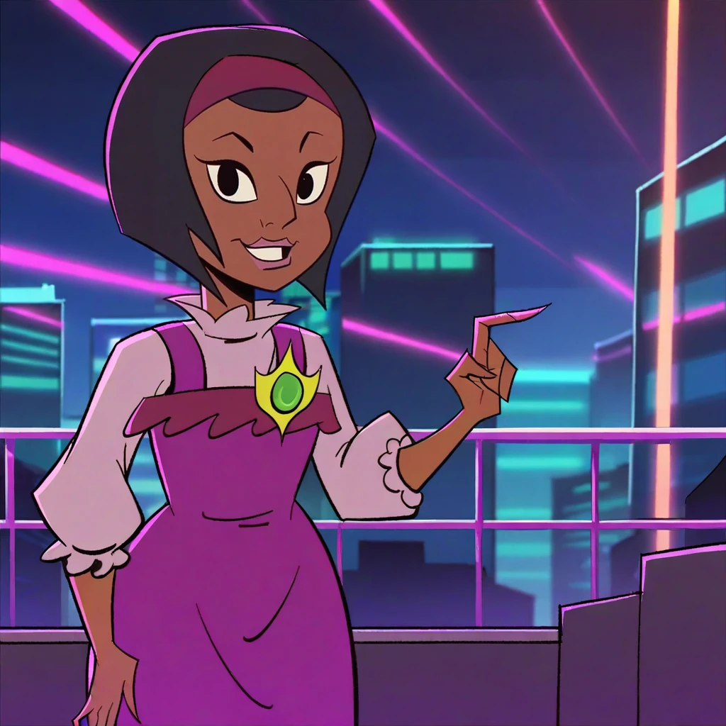 score_9, solo, woman, city, night, <lora:(TMNT) - Sunita:0.9> sunitahuman, rise of the teenage mutant ninja turtles, dress