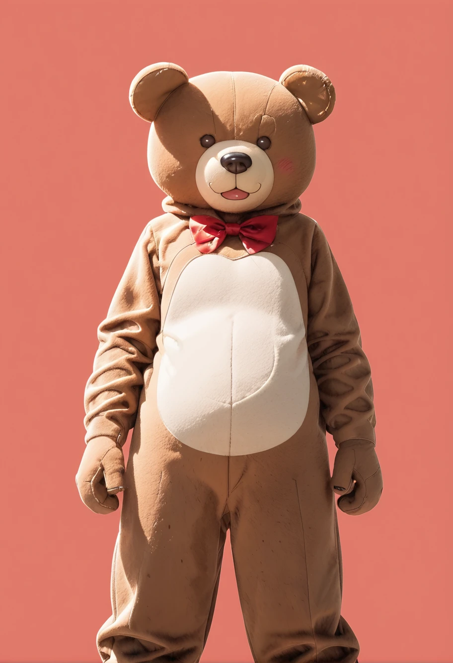 score_9,score_8_up,score_7_up,8k,hd,blush,red background,,ruanyi0606,bear costume,red bowtie,teddy bear,<lora:0606 Stellar Bladeï¼Plush Bearï¼_v1_pony:1>