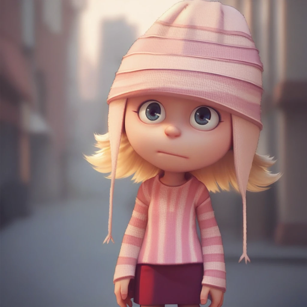 score_8, score_9, 1girl, blonde hair, hat, striped sweater, skirt