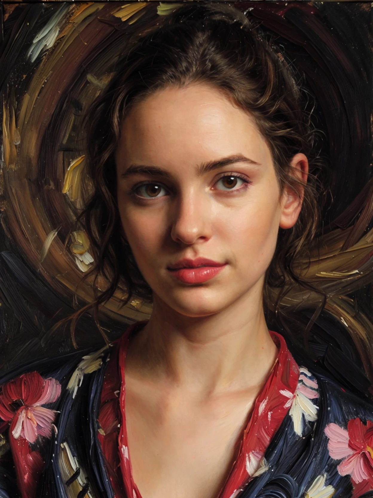 <lora:add_detail:0.25>, (oil painting:1.2), <lora:Baquero:0.8>, artistic, best quality, realistic face, looking at viewer, solo, portrait of 1woman, parted lips, kimono, <lora:classic_oil_painting:0.6>