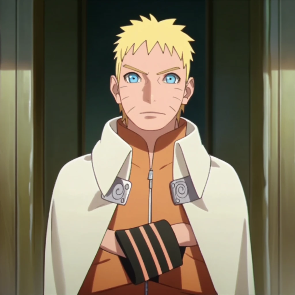 (score_9, score_8_up, score_7_up), 1boy, Naruto, male focus, solo, looking at viewer, perfect face:01, jacket, cape, arms crossed, full body, looking at viewer, official style, official art