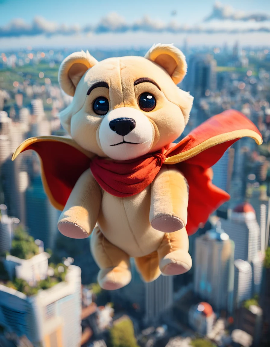 score_9, score_8_up, score_7_up,
rating_safe,
feral,mammal,a fat bear, cape, superhero, ((flying)), above skyscrapers, wind, dynamic, motion blur, city background,
dynamic pose,dramatic view, pov,
<lora:woafu_plushify_pony:0.4> plushify, character stuffed toy, chibi,