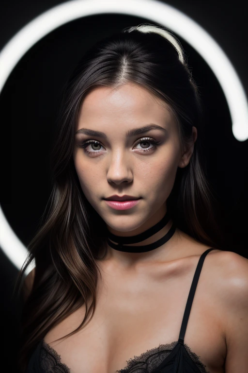 The back of a pale woman with long curly brown hair, Griffindo Witches, freckle, choker necklace (Hogwarts robes:1.1) (massive breasts:1.2), (holding a wand:1.1) (black eyeshadows), (Evening city neon in the background), (That hand was on her, (character  design：greg rutkovsky、ilya kuvshinov and artgerm:0.5), (Naughty smile:1.1), (Focus on the eyes), Key light, (Natural light), Soft focus, Harry Potter photography, (Visible pores:0.3) (highdetailskin:0.9), 4K high quality,
(full body:1.2),