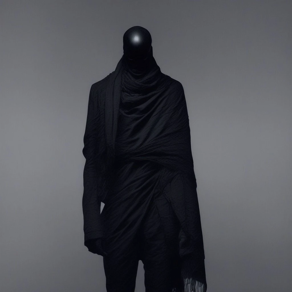 total black,man,no face,bandage,scarf on face,black clothes,torn clothes,score_9, score_8_up, score_7_up, score_6_up, score_5_up, score_4_up,   f3nn3r, trippy  <lora:f3nn3rXLP:1> <lora:archivestyle:1>