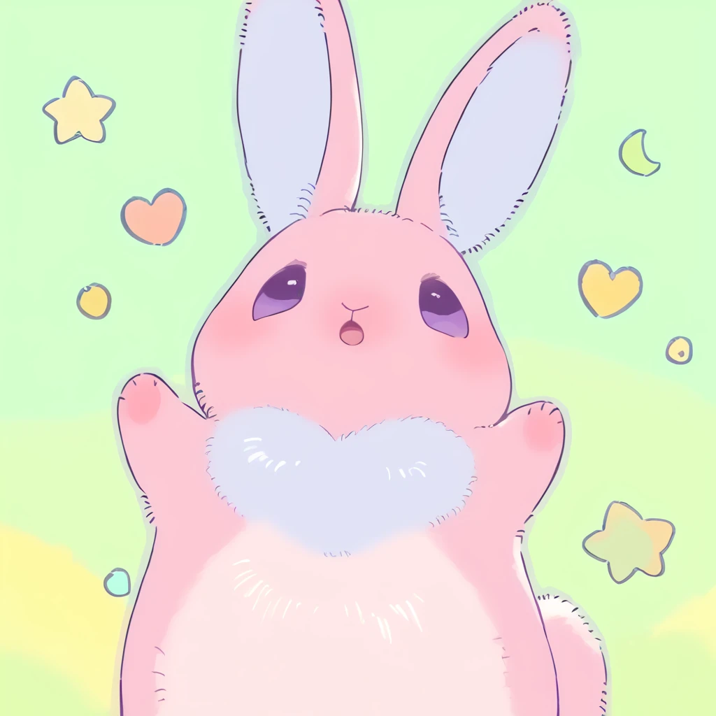 (score_9:0.9),score_8_up,score_7_up,anime style,rating_safe,(zPDXL),<lora:Melffy rabby ponyXL v1:0.85>,melffy rabby, animal focus, solo, heart, blush, simple background, looking at viewer, open mouth, green background, :3, star (symbol), smile