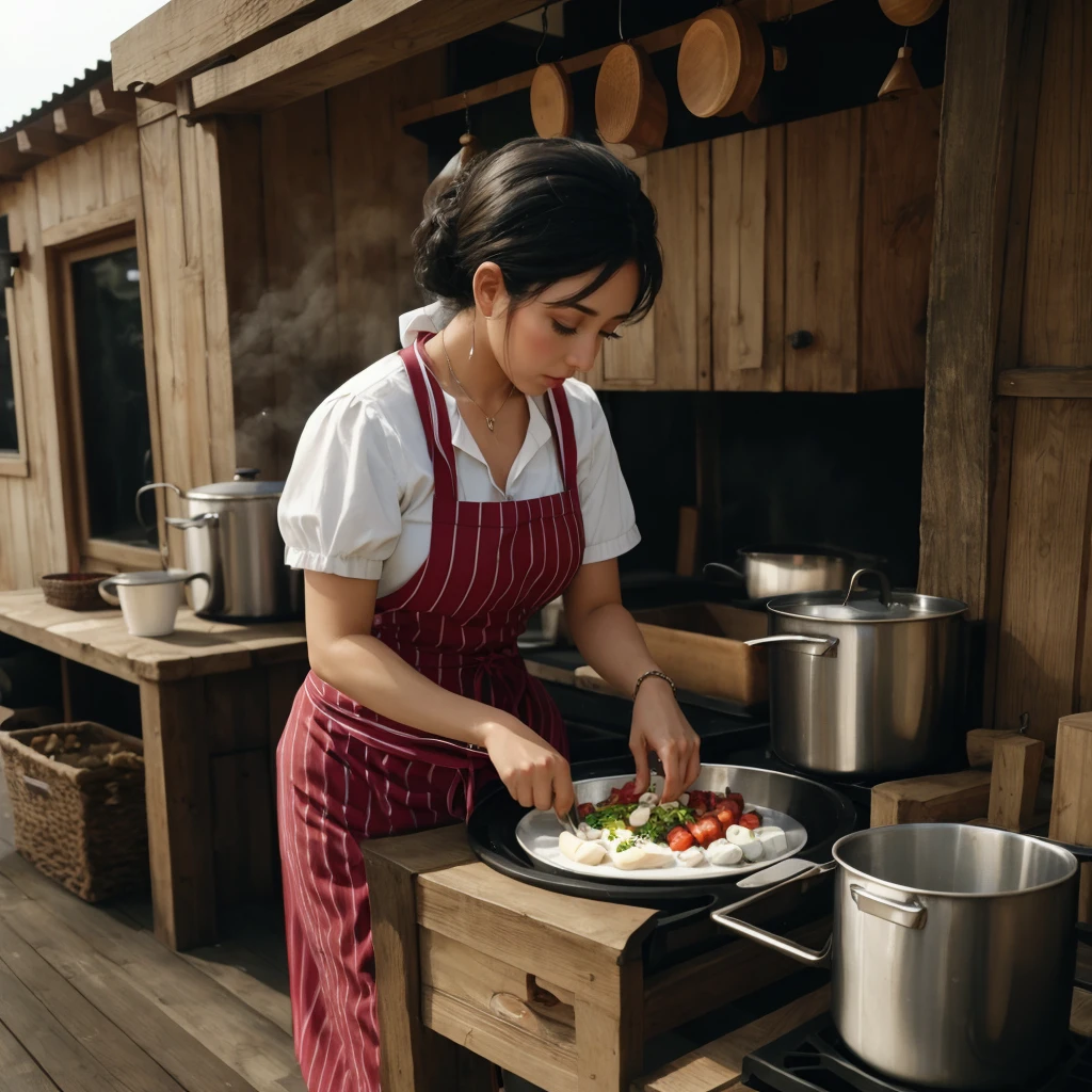 a woman preparing food<lora:Pastoral_v4-000030:1> pastorallife