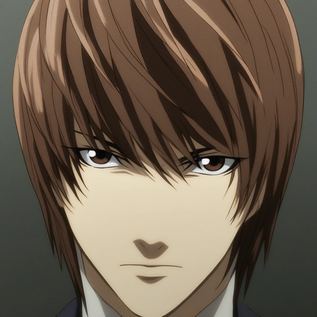 Light Yagami, brown hair, brown eyes, necktie, looking at viewer, portrait