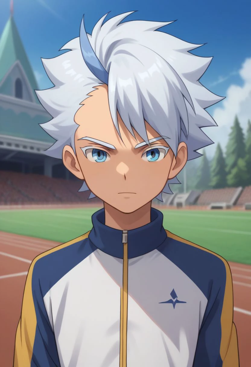 score_9, score_8_up, source_anime, highly detailed, 1boy, solo, male_focus
froy, solo, 
1boy, male focus, solo, blue eyes, upper body, blue hair, white hair, multicolored hair, sportswear, jacket, track jacket, track suit,
outdoor,