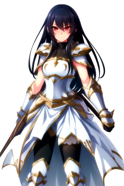 masterpiece, best quality, very aesthetic, absurdres,
huracanv3,
1girl, solo, looking at viewer, full body,
black hair, hime cut,
red eyes,
closed mouth, smile,
armor,
 <lora:HuracanV3-step00001000:1>