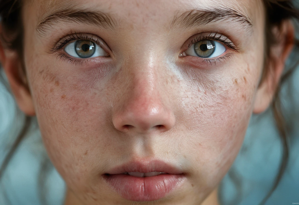 (RAW high-end (telephoto lens) photography by Martin Deschambault, Hassleblad camera), beautiful light, color corrected, symmetrical composition. girl's gorgeous ((wide slightly apart)) lips close-up, (natural human skin with visible pores and minor blemishes, very detailed, cluttered skin:1.5)