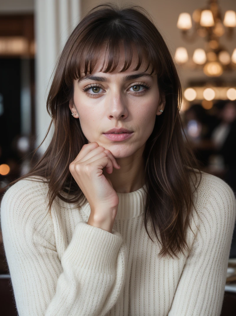 Analog photo, tv_Tracy_Wozniaki_MXAI , wearing a cozy sweater, sitting in a cafe, holding a cup of steaming tea, flirty expression,, (((Ultra-HD-details, Ultra-HD-detailed, Ultra-HD-realistic, Ultra-HD-photo-same-realistic-quality-details))), 8k uhd, dslr, soft lighting, high quality, film grain, Fujifilm XT3