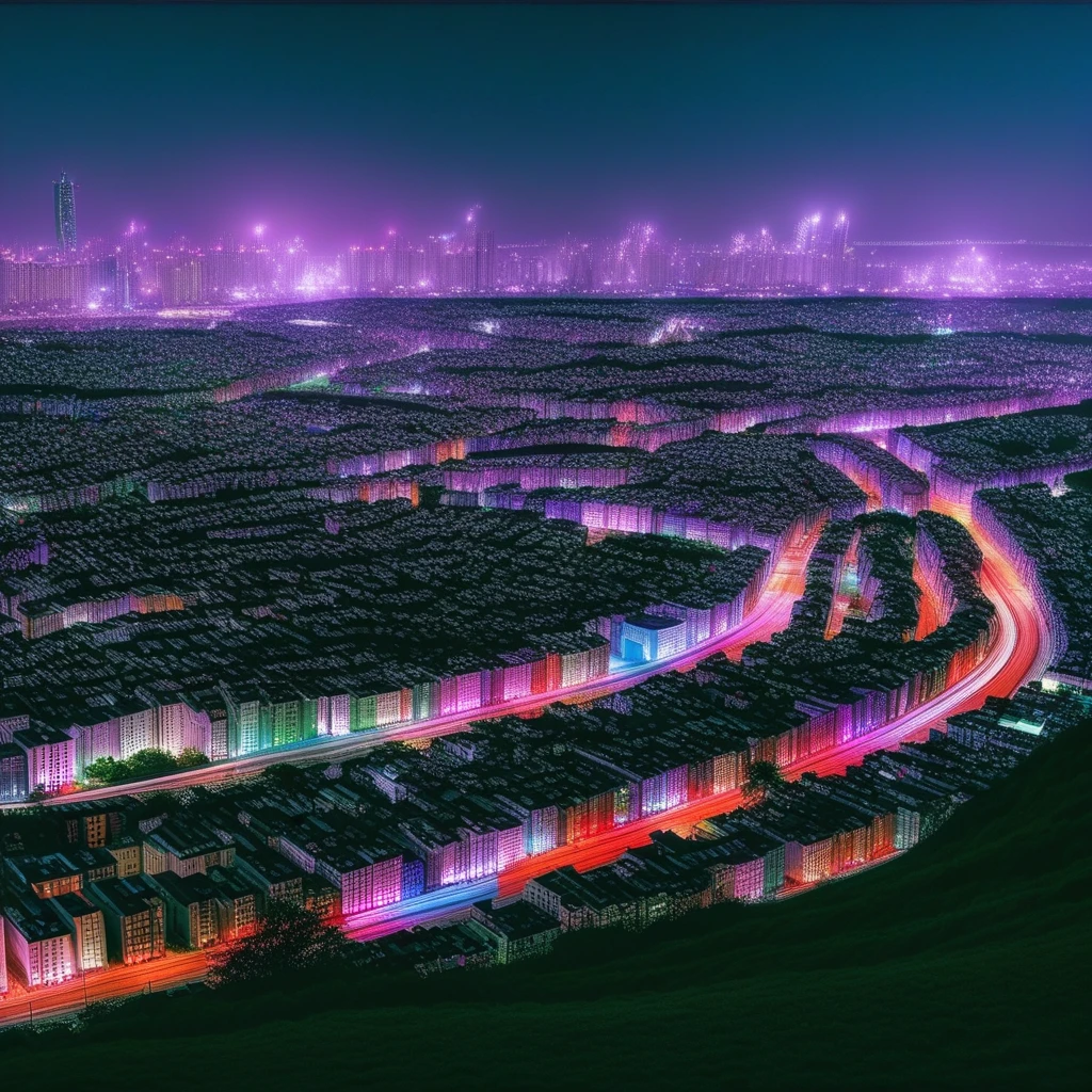 colorful cityscape at night