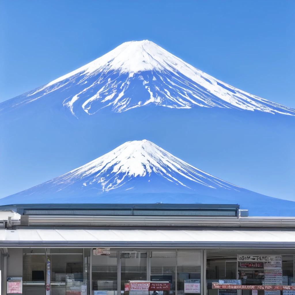 <lora:Blue_Fuji_v1:0.5>,outdoors, sky, day, blue_sky, no_humans, mountain, train_station, mount_fuji, FJLS, Fujiyama, Moon