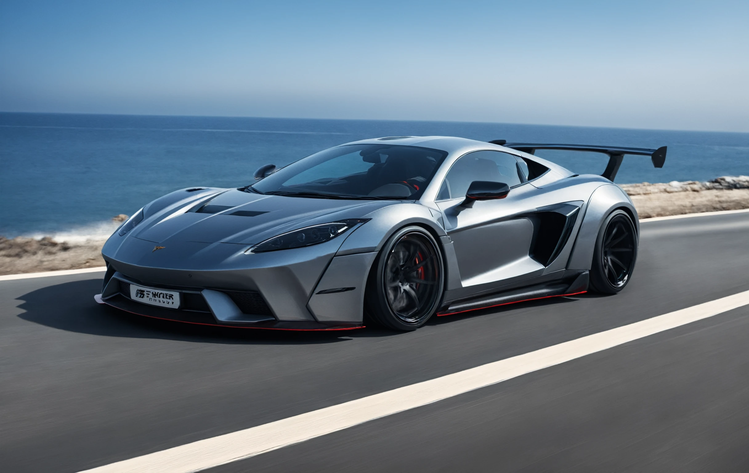 ((masterpiece,best quality)), ultra detailed, widebody super car, motion blur, in motion, on a seaside road, shore, <lora:WBC-XL-v1-000006:0.9>