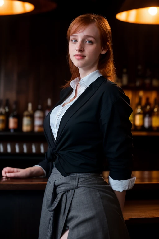 DEN_espiona_SG,
(working in a dark atmospheric bar, working behind the bar, pulling pints, bar, dark wood bar, atmospheric, wearing a shirt and tie and skirt:1.2),
bokeh, f1.4, 40mm, photorealistic, raw, 8k, textured skin, skin pores, intricate details <lora:epi_noiseoffset2:1>, epiCRealism <lora:ClothingAdjuster3:-1>