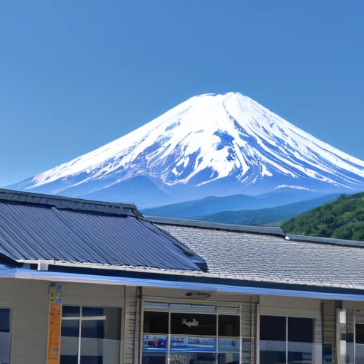 <lora:Blue_Fuji_v1:0.5>,outdoors, sky, day, blue_sky, no_humans, mountain, train_station, mount_fuji, FJLS, Fujiyama, Moon