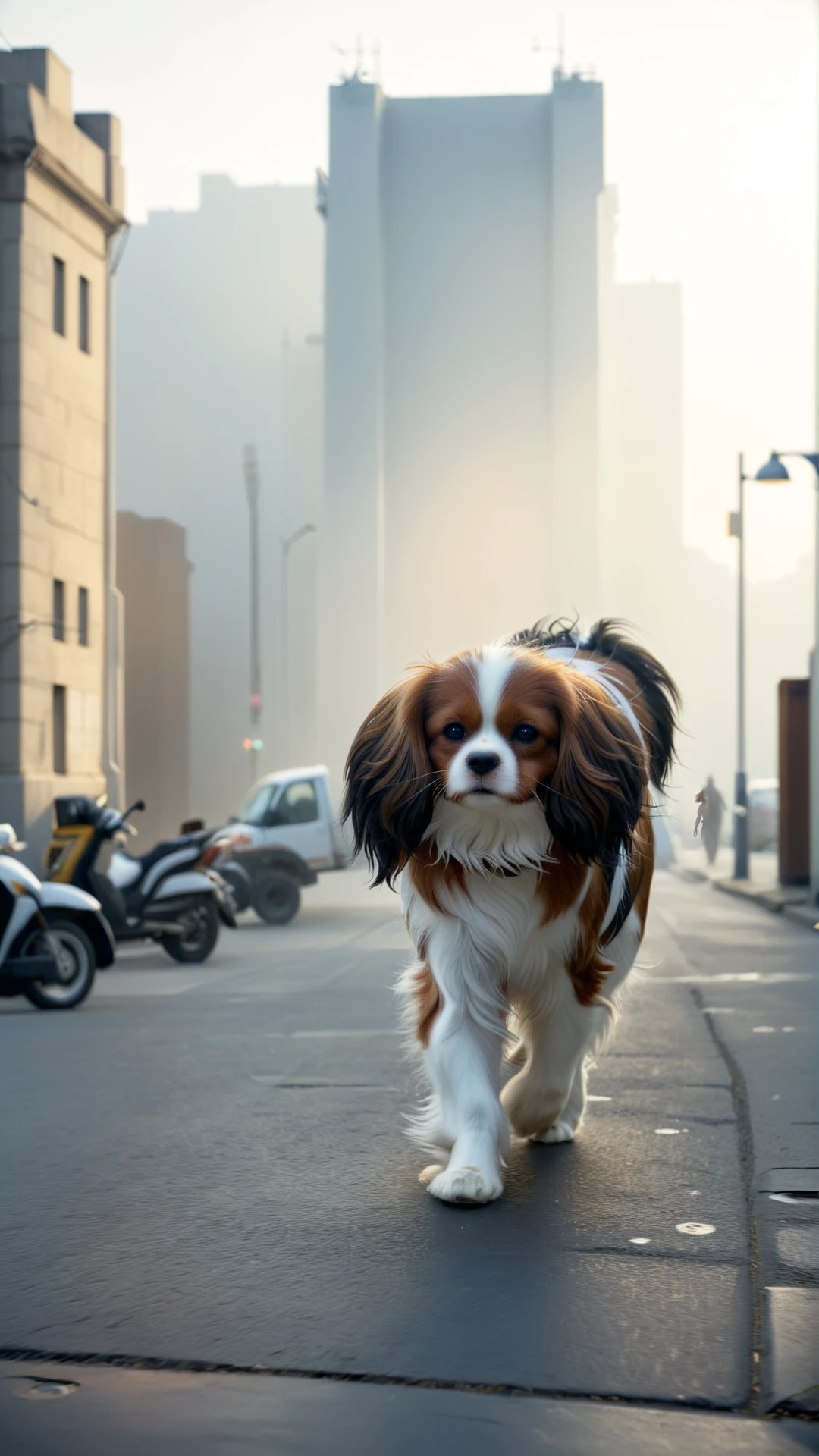surreal supernatural fantasy illustration showing an (anthropomorphic:1.2) ( (brown:1.2)-(white:0.7) Phalene continental toy spaniel:1.2) wearing a construction worker's outfit and walking by the street (standing on rear legs:1.2) toward ancient treasury or bank, dimmed morning light, modern cozy city in background
BREAK NOBLEDOGS_CTS <lora:NOBLEDOGS_CTS-000018:0.63> NOBLEDOGS_CKCS <lora:Noble_Dogs_XL_CKCS_E27:0.33>
BREAK soft focus, (shallow depth of field, Helios_44_2 swirly bokeh:0.6), (light leaks, gloom:0.4), (analog film simulation:0.8) vintage <lora:vintage-XL:0.33>