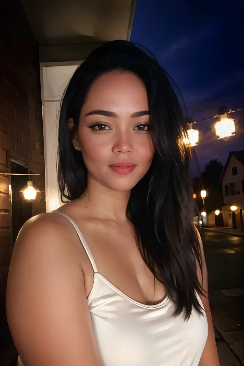 <lora:4565C578E4:0.8>  She1la, sheila, a woman, in a very romantic setting, standing on a street. ((photorealistic:1)), ((perfect face)), ((medium closeup:1))