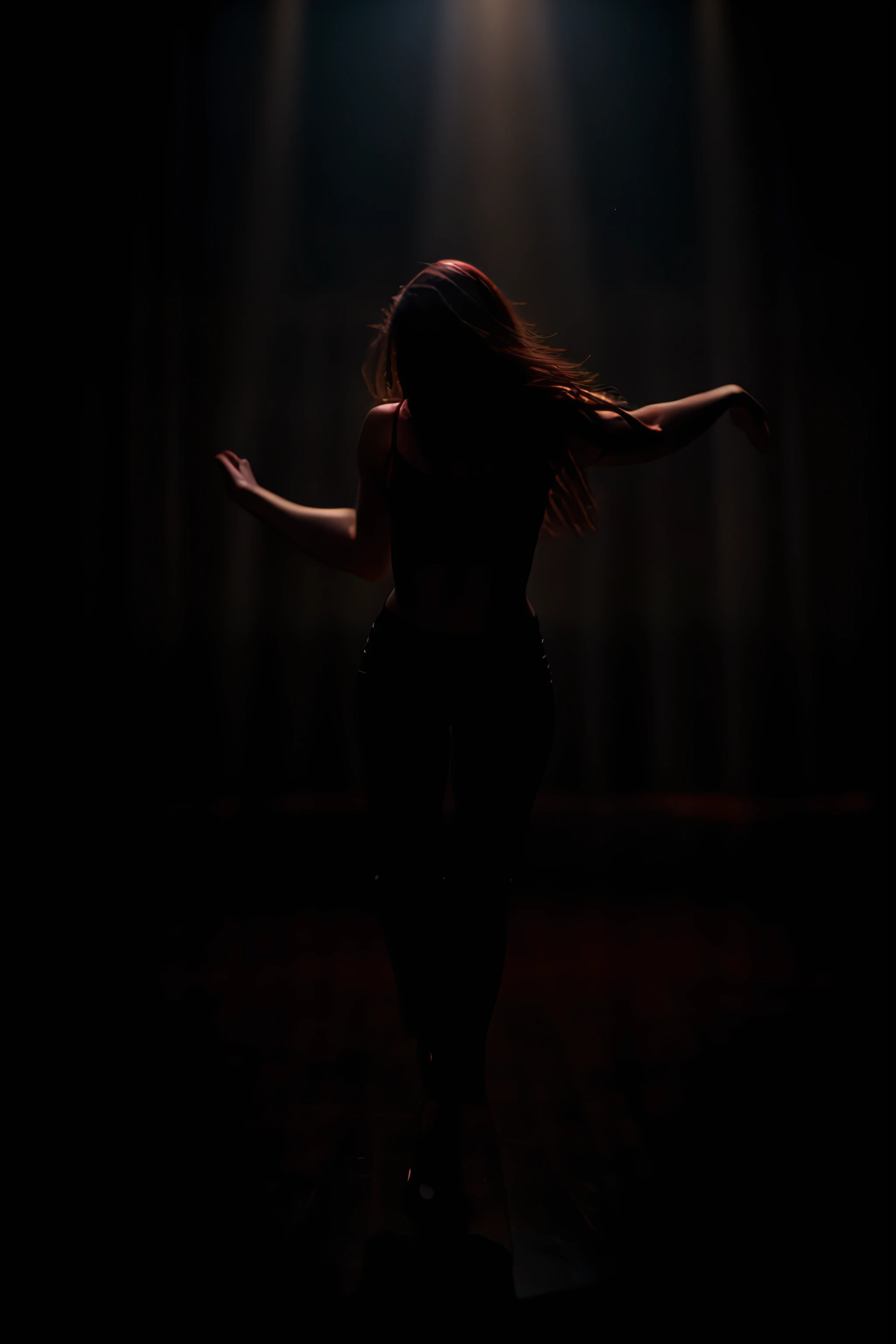 cinematic film still Wooden stage, red velvet curtain, spotlight on stage, a foot stepping into the light, the body obscured by darkness, moody, cinematic, dancer shoes, black pants, . shallow depth of field, vignette, highly detailed, high budget, bokeh, cinemascope, moody, epic, gorgeous, film grain, grainy
