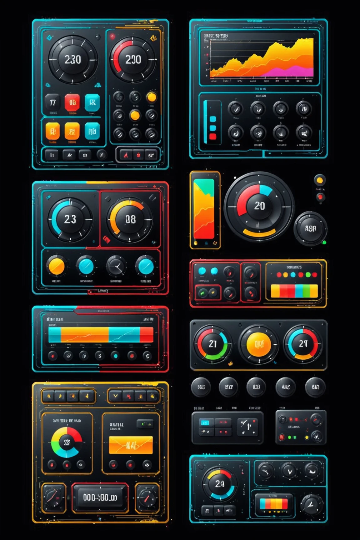 flat 2d image, colorful digital control panel display
detailed, high quality, high resolution, 4k texture <lora:Scifi_Display:1>