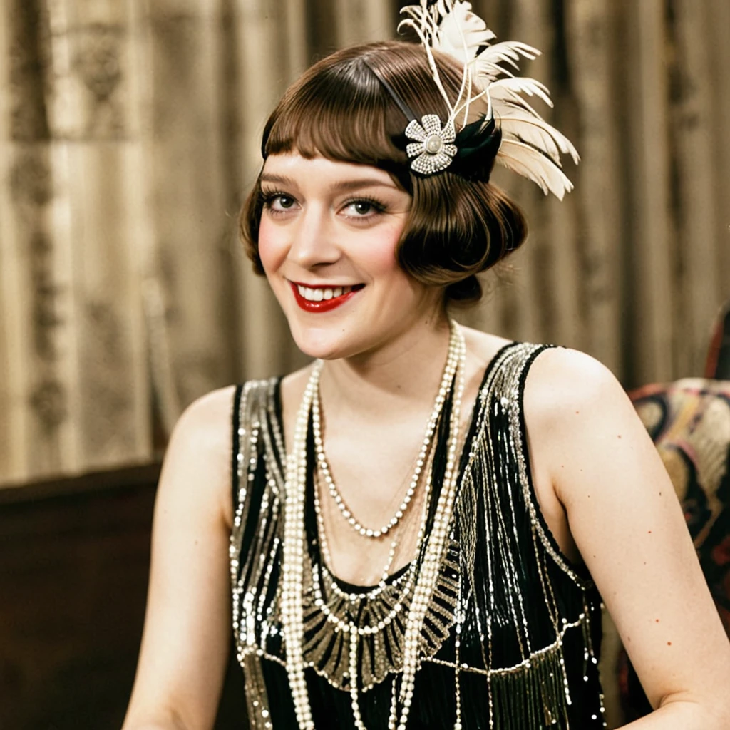 yngiveseolhc smiling as a flapper  <lora:Chloe Sevigny SDXL-step00005000:1>