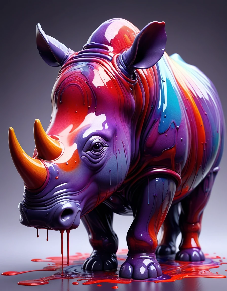 beautiful, dripping electric red and Lavender, Cutester Art, Rhinoceros, wearing Glowing ral-clrflspr, <lora:ral-clrflspr:0.7>, intricate detail, deep rich colors, dynamic dramatic composition, atmosphere, best, holy, fabulous colors, beautiful composition, detailed