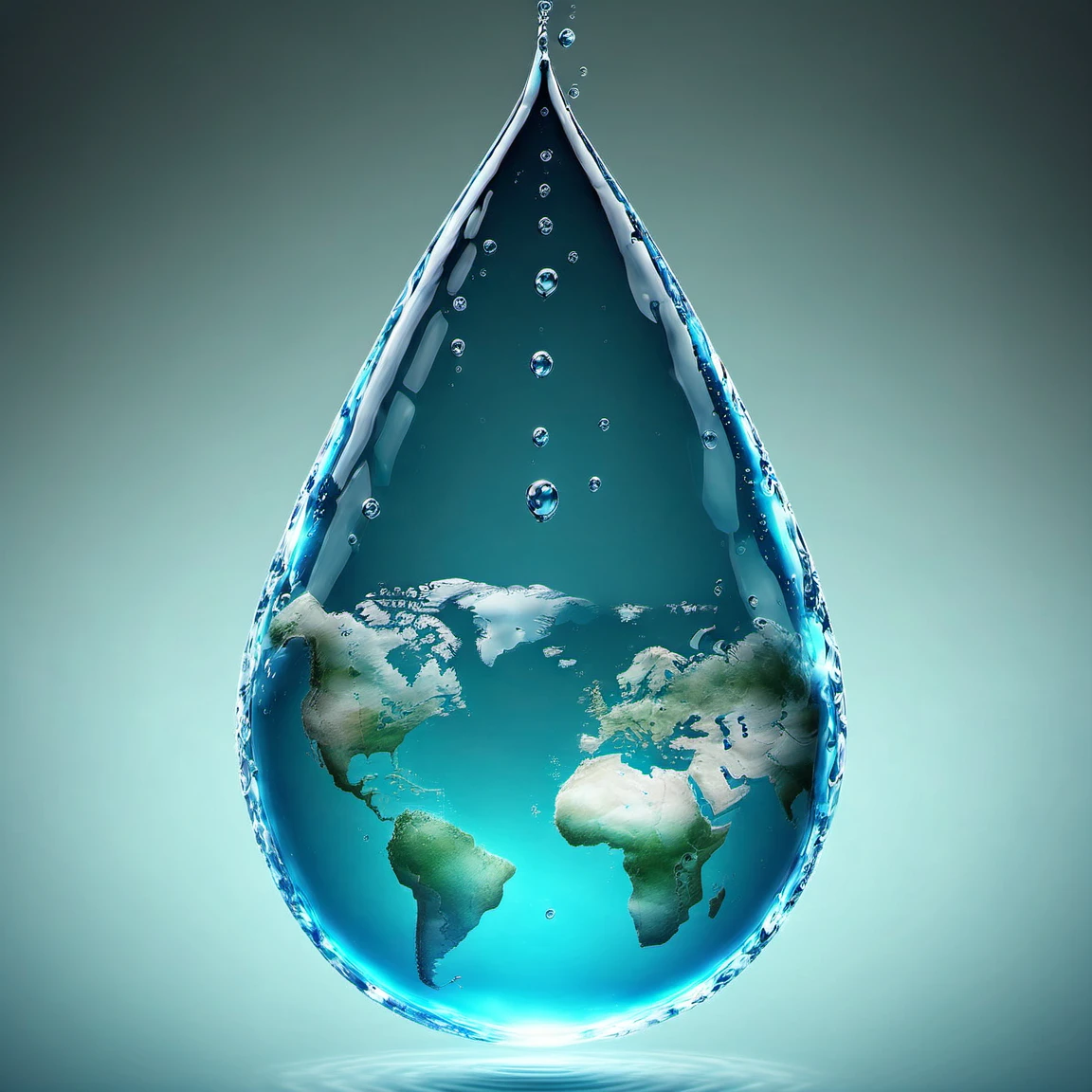 waterart, cloud, water, reflection, bubble, blue theme, water drop, planet, earth, island <lora:waterart:1>