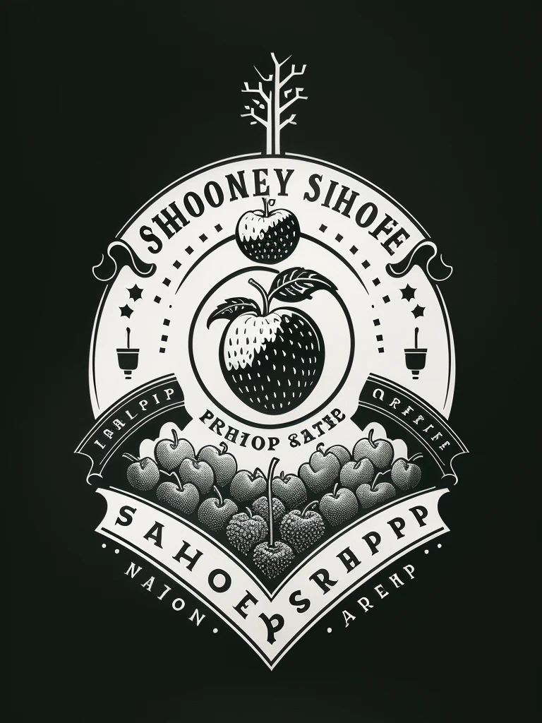 Logo of a fruit shop
(XCYP minimalist logo, minimalist style, minimalist pattern, black and white pattern, badge,The best quality, clear lines, ultra-fine depictions,)