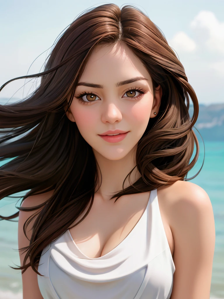Realistic photo of a beautiful k4th4r1n3mp woman, 1girl, solo, long hair, looking at viewer, smile, brown hair, brown eyes, closed mouth, lips, portrait, close-up, realistic, professional Photography, Photorealistic, detailed, RAW, analog, sharp focus, high quality, film grain<lora:k4th4r1n3mp:1.0>