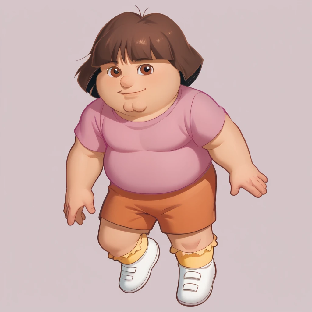 score_8_up, BREAK, 1boy, solo, Peter Griffin, <lora:PeterGriffin_iamkowai_PXL_Leaf1:1> , Dora, brown hair, pink shirt, orange shorts, socks, white footwear, brown eyes, <lora:DoraTheExplorer_XL_Leaf3:1>