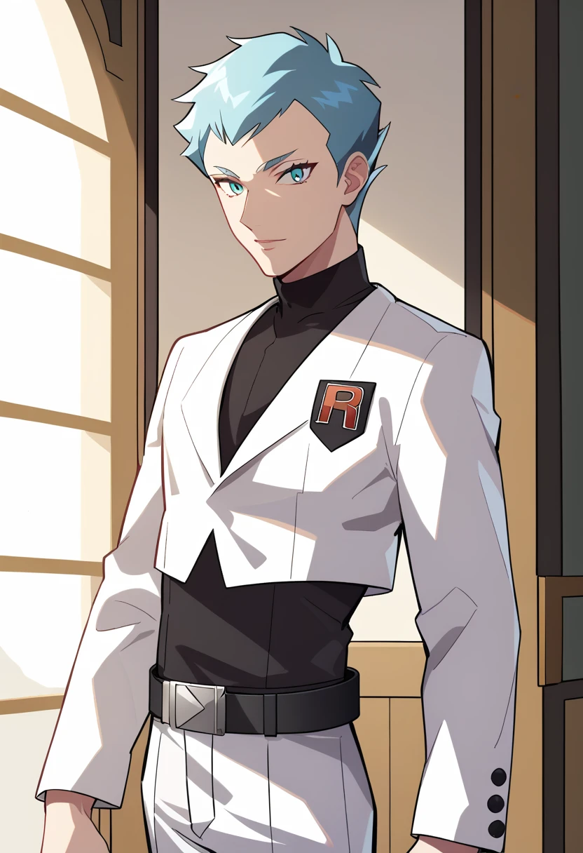 score_9, score_8_up, score_7_up, masterpiece, best quality, amazing quality, best aesthetic, absurdres, intricate details, archer, blue eyes, blue hair, black shirt, white vest, white pants, belt, black shoes<lora:EMS-382830-EMS:1.000000>