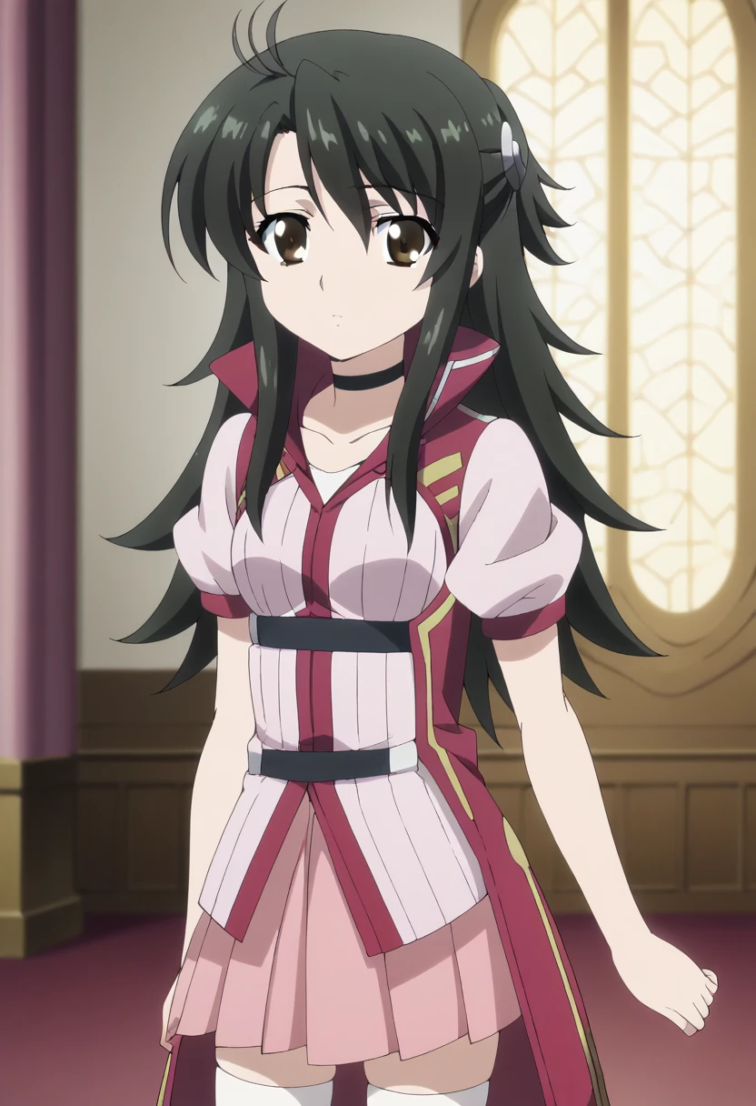 score_9, score_8_up, score_7_up, score_6_up, score_5_up, score_4_up , good_hands anime coloring ,BREAK source_anime, anime,best quality, masterpiece, <lora:pony_good_hands:1>
1girl, solo, adeltrud, long_hair, skirt, black_hair, thighhighs, brown_eyes, choker, white_thighhighs, <lora:PonyXL Adeltrud:1>
looking at viewer, detailed background,
indoors, bedroom,
