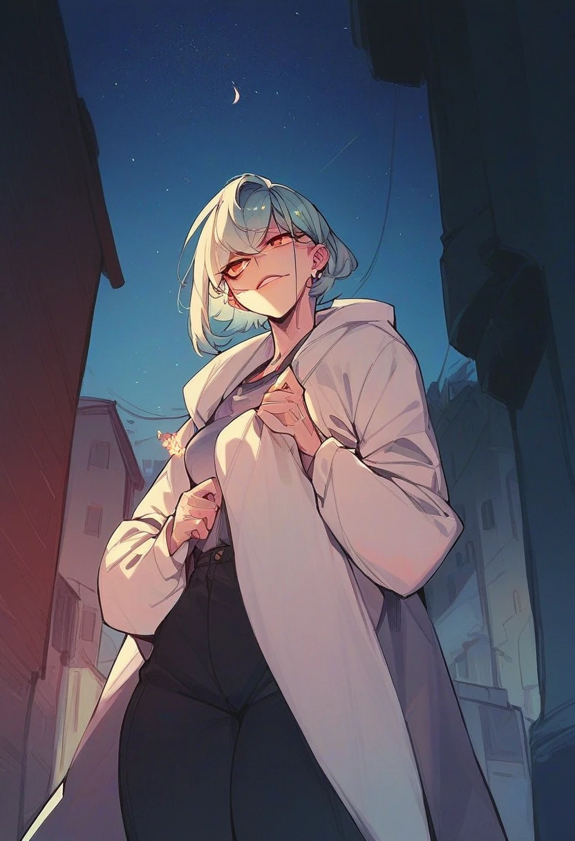 score_9, score_8_up, score_7_up, score_6_up, score_5_up, score_4_up, <lora:Juder_for_Pony:1.25> juder_style, 1girl, solo , at the city, night time, 2d illustration