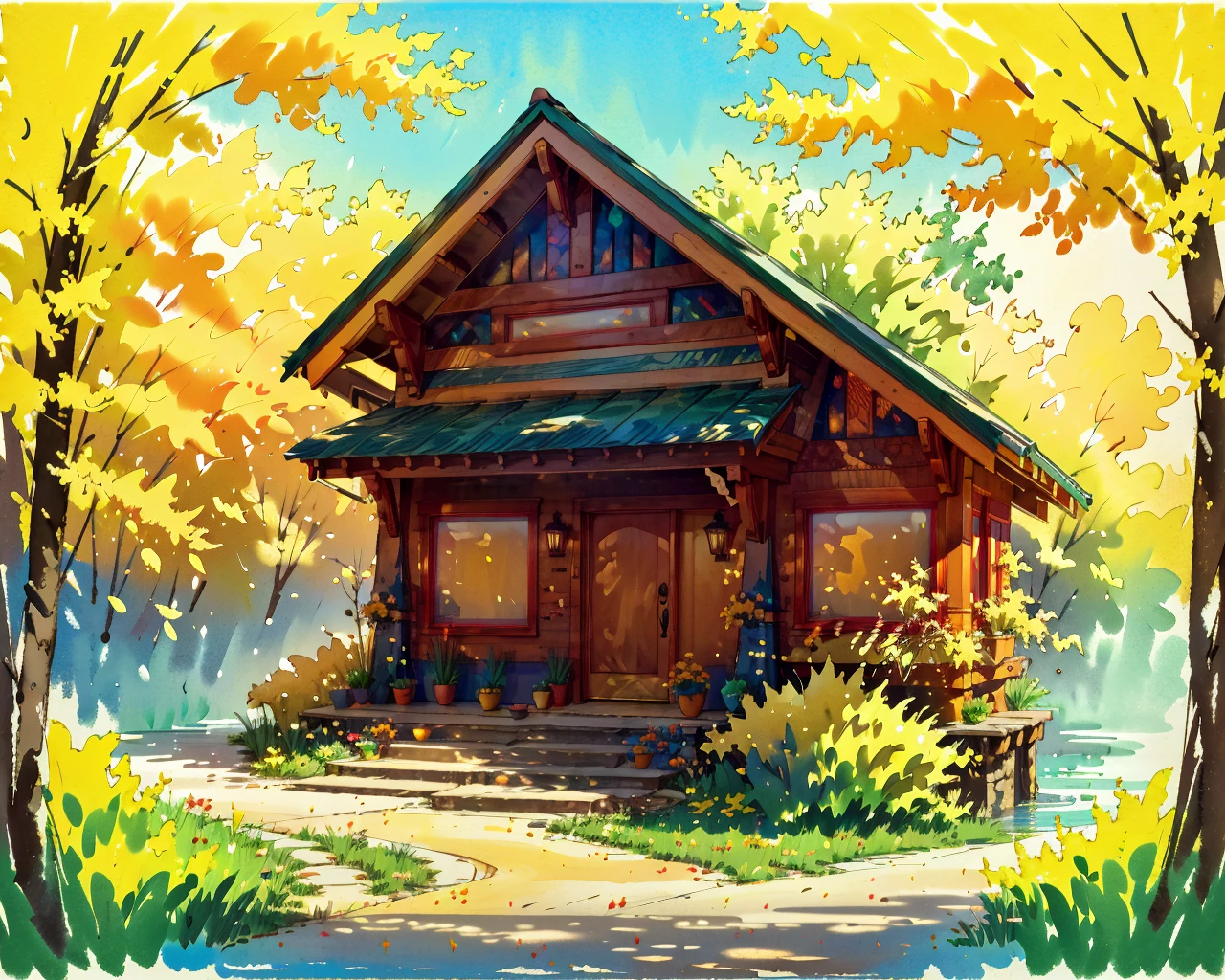 best quality,masterpiece,highly detailed,ultra-detailed, 
 <lora:neg9V2_last:0.7><lora:anime-minimalist:-1> <lora:brushstroke_last:1> <lora:transparent-watercolorV02:1> 
 <lora:Craftsman:1>  
scenery, craftsman style,ourdoors