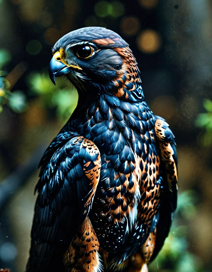 vantablack spraypaint, RAW photo, Kestrel, Injured, wearing ral-ntrllscp, dslr, 50mm, Kodak portra, arthouse, photorealism, realism, <lora:ral-ntrllscp:1>, elegant, polished, highly color focused, luxurious sharp focus, professional creative, intricate artistic color, dynamic dramatic atmosphere