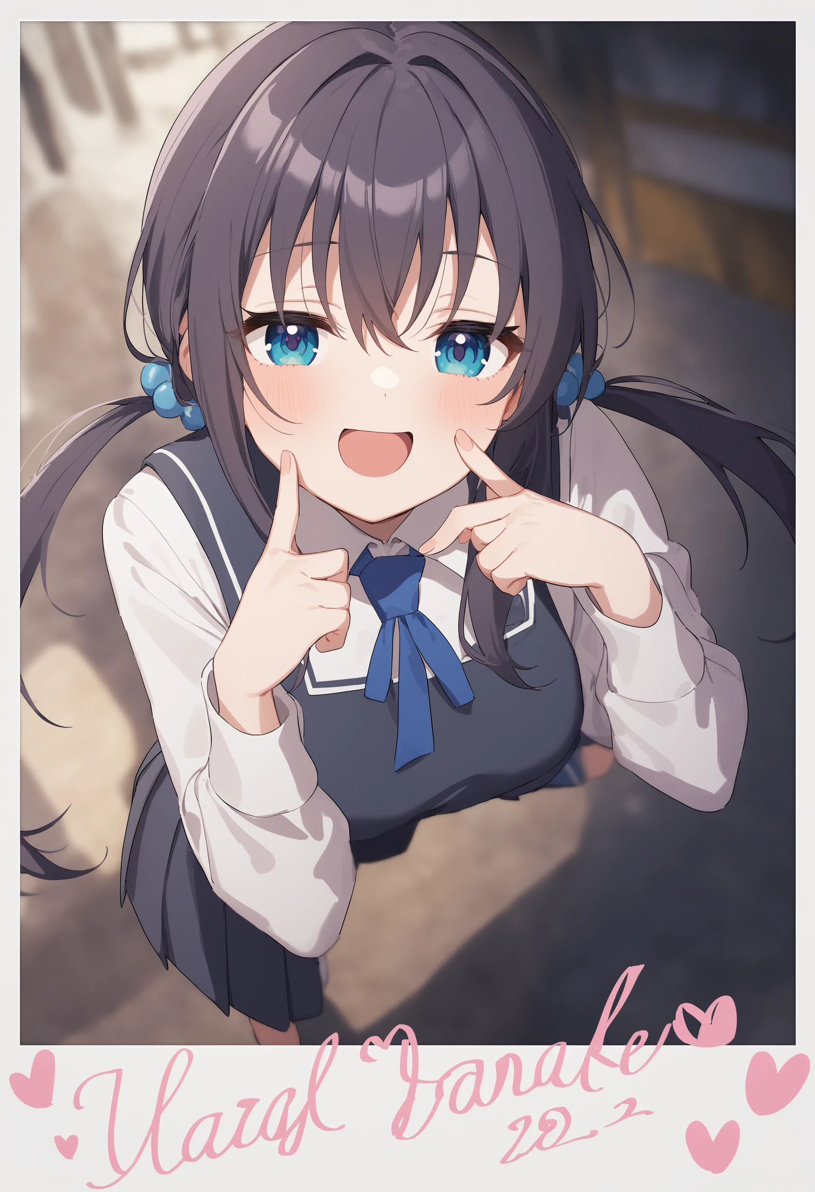 1girl,sincos, ningen mame, toosaka asagi,solo,medium breasts,school uniform,
polaroid, border, english text, character name, dated, artist name, signature,heart, twitter username,<lora:polaroid_XL_v1:0.8>
dutch angle, panorama shot, looking away, purple hair, white eyes,laugh, castle, open mouth, low twintails hair,,
best quality, very aesthetic, absurdres