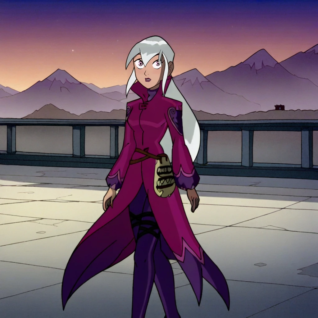 score_9, <lora:(Ben 10) - Charmcaster:1> charmcaster, ben 10, city, night, walking, white hair, purple eyes,