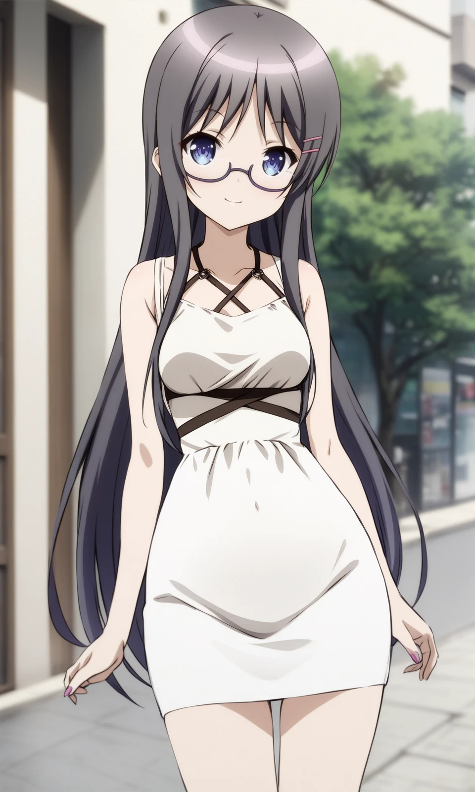 masterpiece, best quality, BREAK
solo, endourino, medium breasts, narrow waist, wide hips, 
casual, white dress, 
looking at viewer, light smile, standing, 
outdoors, 
<lora:EndouRino_XL:1>