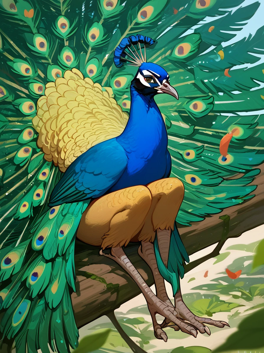 score_9, score_8_up, score_7_up, zPDXL2, <lora:PeacockV2:1>, peacock, beak, 
bird, animal, spread feathers, realistic