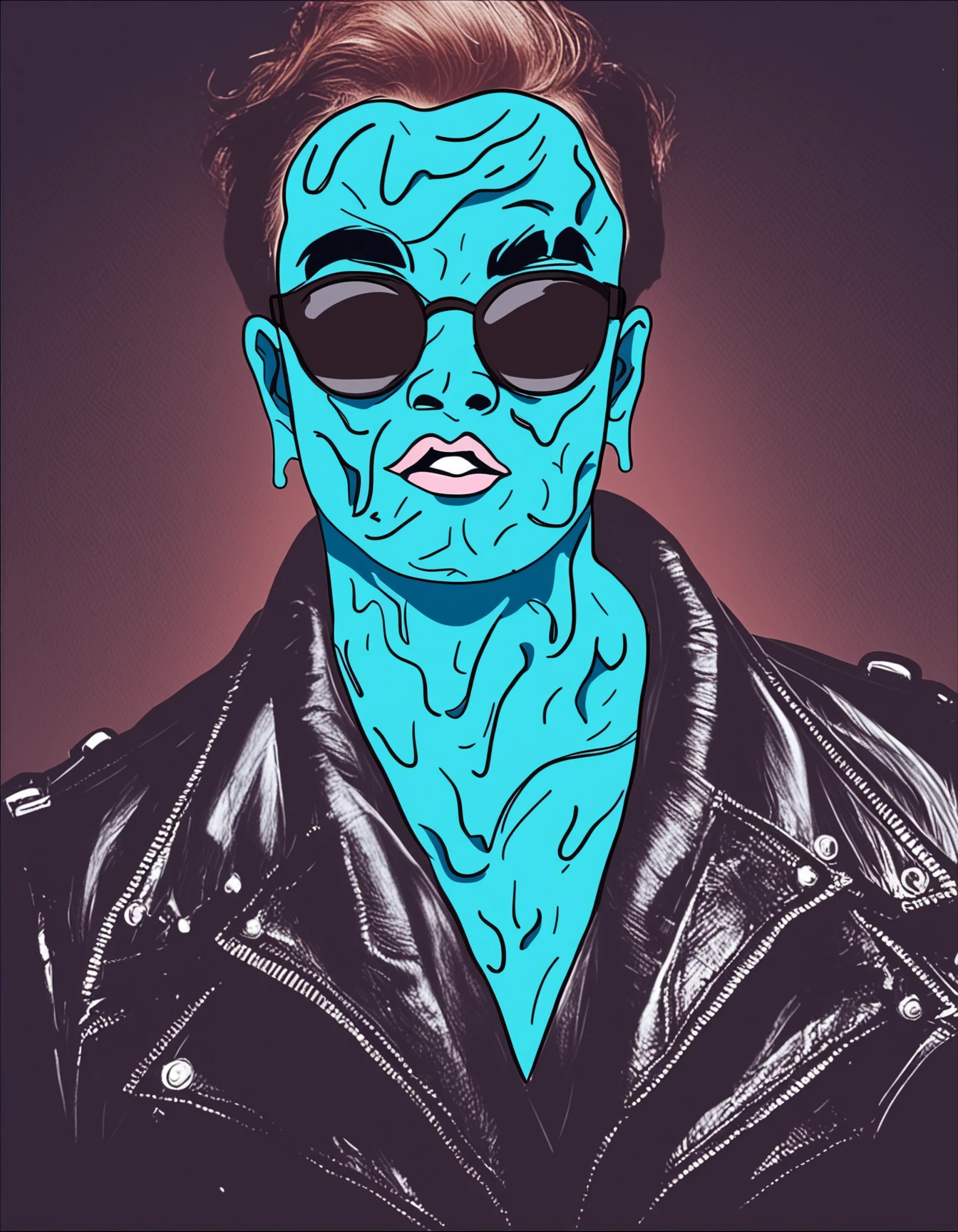 score_9, score_8_up, score_7_up, score_6_up, score_5_up, score_4_up,  
source: photo,portrait,
doodled,(arnold schwarzenegger as terminator t-800:1.2),movie scene,colored skin, blue skin,slime, hypermuscular,black short hair,wearing a black leather jacket and sunglasses, dark background in a photostudio, studio light,

