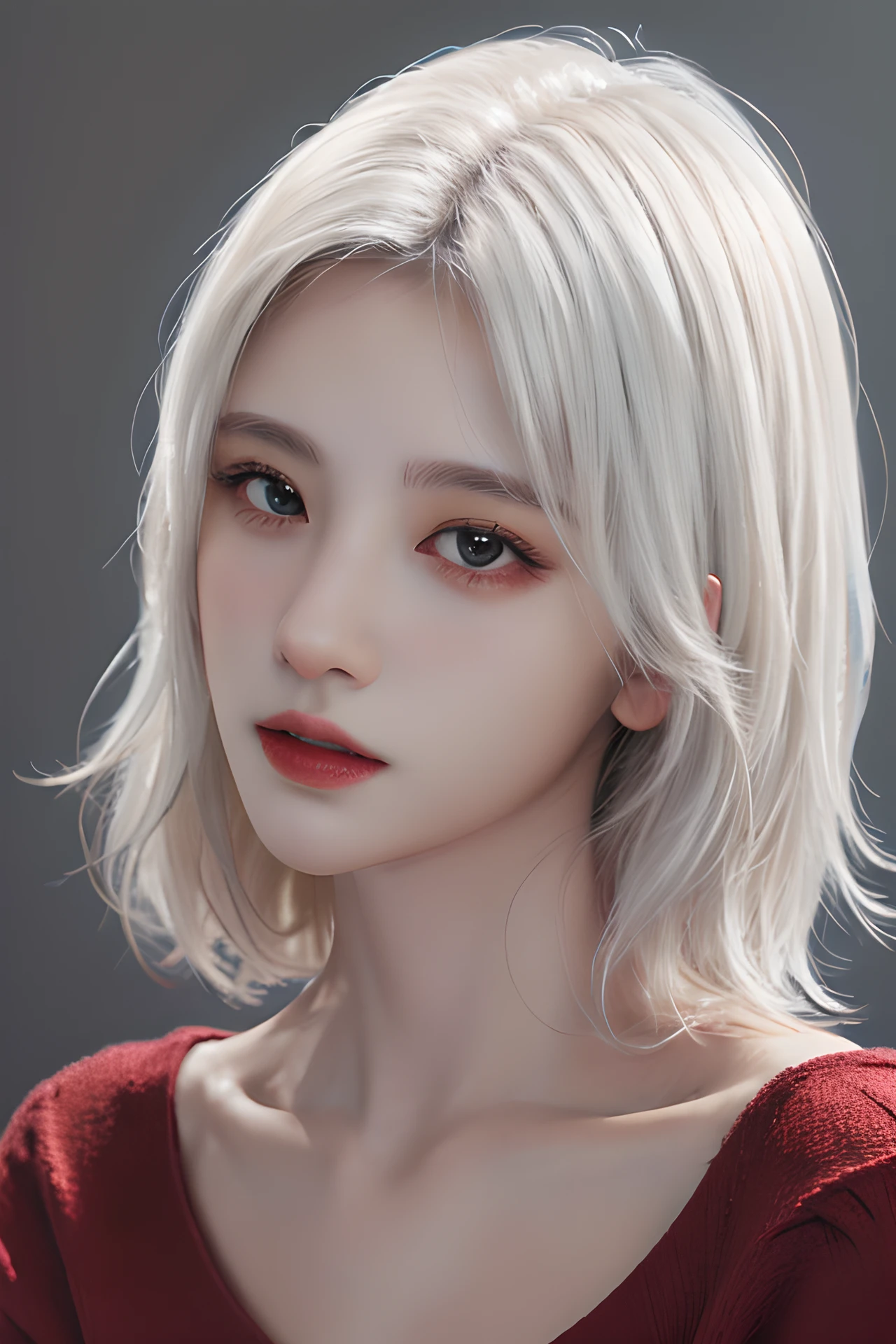 (4k, best quality, highres, absurdres, masterpiece:1.21), (realistic:1.331), detailed and intricate,
1girl, white hair, red shirt, <lora:girlslike_jjy1:0.7>