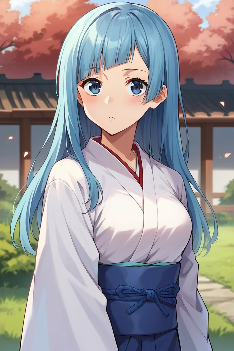 score_9, score_8_up, score_7_up, score_6_up, score_5_up, score_4_up, rating_questionable, , source_anime, digital illustration, pixiv, fanbox, uncensored, , BREAK, official art,
1girl, solo,, female, kasumi miwa, blue hair, blue eyes, straight hair, medium breasts,
japanese clothes, japanese background, cute, cowboy shot,, outdoors, looking at viewer, colorful, vivid,, <lora:Kasumi_Miwa_Pony-10:0.9>