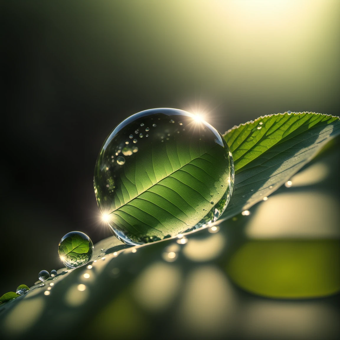 waterart, water, blurry, sparkle, black and green background, reflection, fish, water drop, leaf<lora:waterart:1>